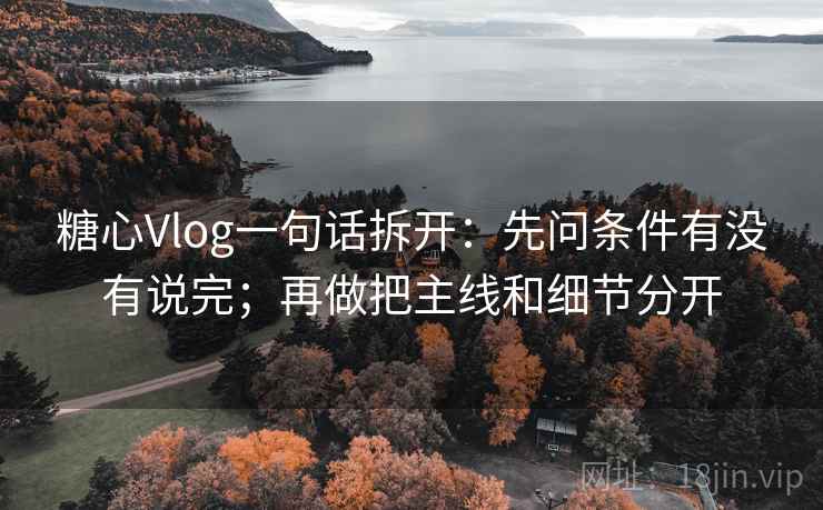 糖心Vlog一句话拆开:先问条件有没有说完;再做把主线和细节分开 糖心Vlog一句话拆开:先问条件有没有说完;再做把主线和细节分开